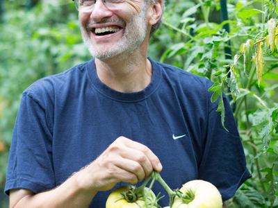 Craig LeHoullier with tomatoes
