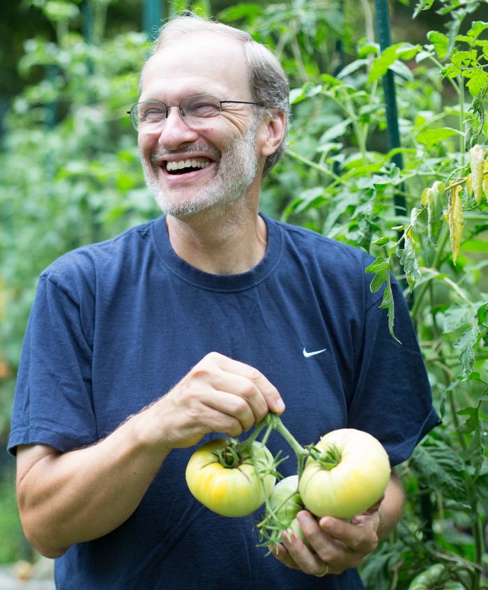 Craig LeHoullier with tomatoes