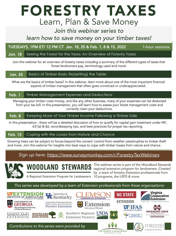 Forestry taxes webinar flyer