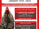 Coastal Plains Chicken Project flyer; registration due January 13, 2022; go.ncsu.edu/chickenproject22