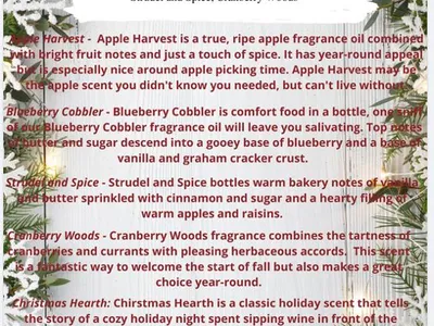 Dare County 4-H Candle Sale flyer; fragrances listed; $12 per 8 oz candle; 40 hr burn time