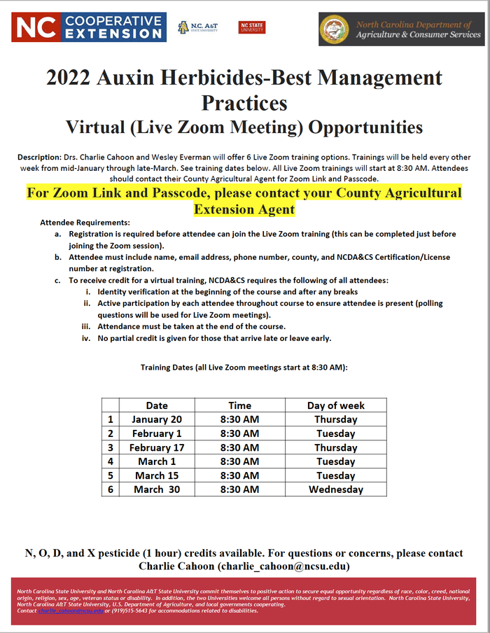 Auxin Training Flyer