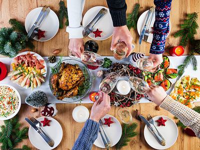 People toasting over a table