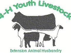 '4‑H Youth Livestock' logo: cow, pig, sheep, goat silhouettes; 'Extension Animal Husbandry'