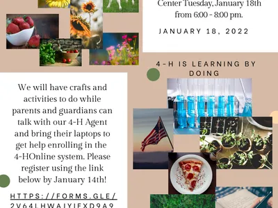 4-H interest meeting Tuesday, January 18th from 6:00 - 8:00 pm
