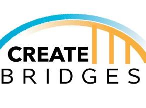 Logo with stylized blue-orange arch bridge and text "CREATE BRIDGES"