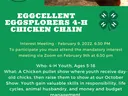 4-H Chicken Chain flyer: interest meeting Feb 9, 2022 6:30 PM; youth ages 5–18