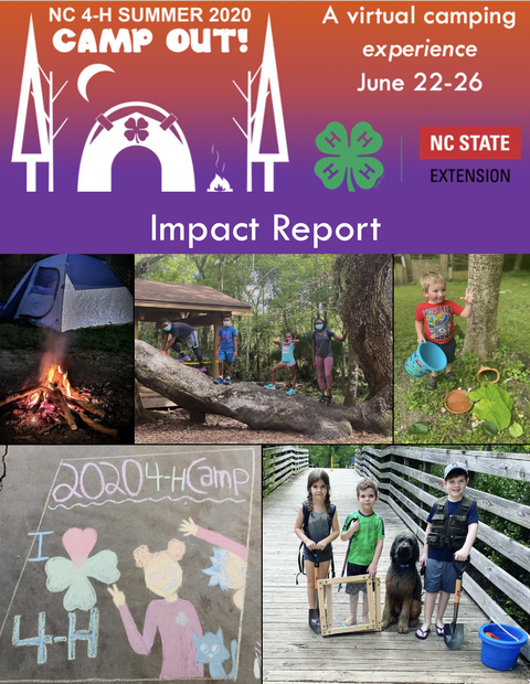 NC 4-H Summer 2020 "Camp Out" impact report poster — virtual camping June 22–26