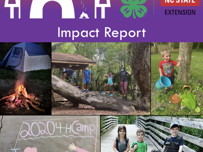 NC 4-H Summer 2020 "Camp Out" impact report poster — virtual camping June 22–26