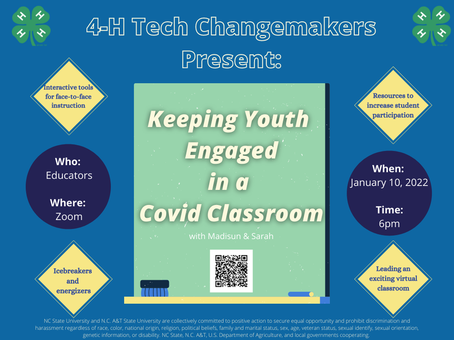 4-H Tech Changemakers: Keeping Youth Engaged in a Covid Classroom — Jan 10, 2022, 6pm