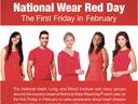 National Wear Red Day: The First Friday in February; five people wearing red clothes