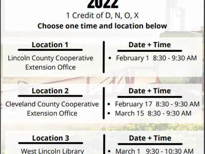 Auxin training available in Lincoln County office, Cleveland County office, and West Lincoln Library.