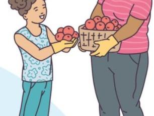 Child and Adult with vegetable basket