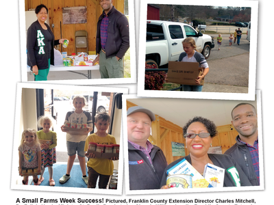 photo collage of people with food drive donations.
