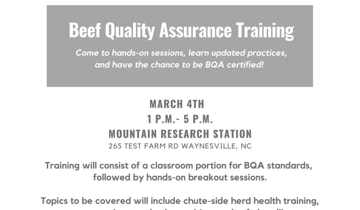 Beef Quality Assurance Training - Haywood County Center | N.C ...