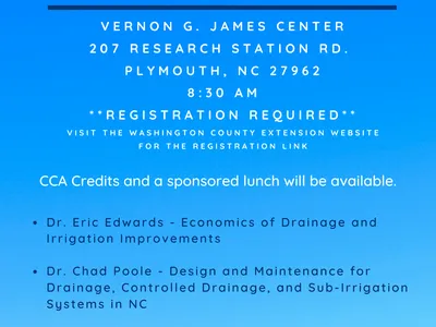 NC Agricultural Water Management Meeting, Vernon G. James Center, Plymouth, 8:30 AM