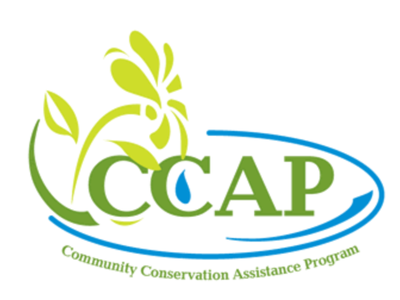 CCAP logo: green plant, blue water droplet, text "Community Conservation Assistance Program"
