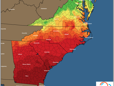 East Coast minimum temperature forecast map, Sunday 02/27/2022, temperatures in °F