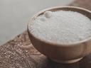 Bowl of granulated white sugar