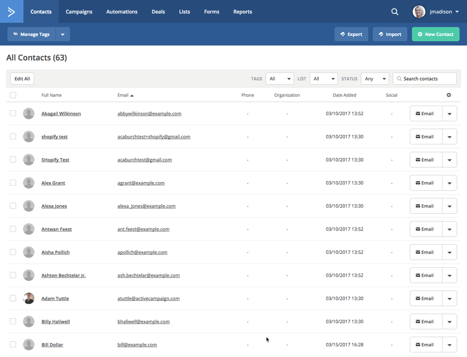 ActiveCampaign Search Bar