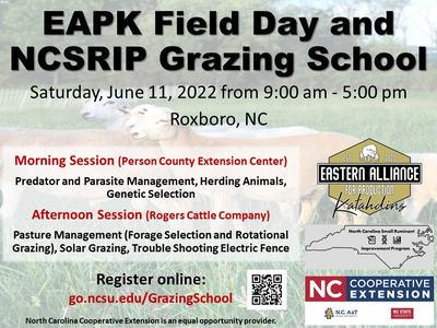 EAPK Field Day and NCSRIP Grazing School Flyer 