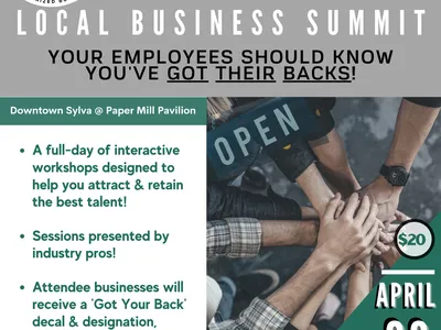 'Got Your Back' Local Business Summit — April 26, 9AM–5:30PM, Downtown Sylva @ Paper Mill Pavilion, $20