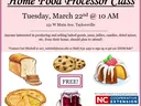 Home Food Processor Class — Tuesday, March 22 @ 10 AM; 151 W Main Ave, Taylorsville; FREE