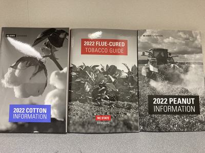 NC State Extension booklets: 2022 Cotton; 2022 Flue-Cured Tobacco; 2022 Peanut.