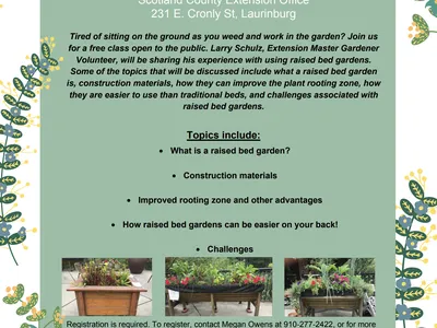 Raised Bed Gardening class — March 17, 2022, 4:00 PM at Scotland County Extension Office