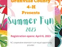 Granville County 4-H Presents Summer Fun 2023; Registration opens: April 6, 2023
