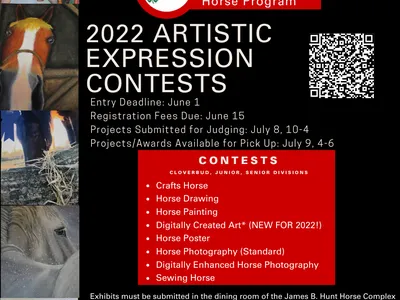 NC State 4-H Horse Program 2022 Artistic Expression Contests flyer; entry deadline June 1