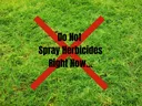 Grass with words Do Not Spray Herbicides Right Now
