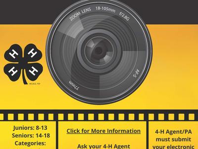 graphic of a camera lens advertising state photo contest