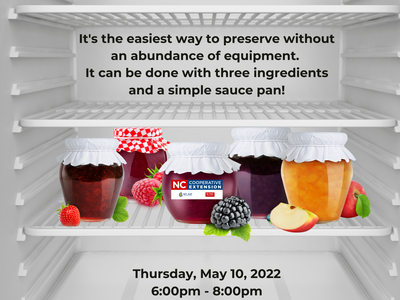 Freezer Jam workshop poster. Thursday May 10, 2022 from 6-8pm