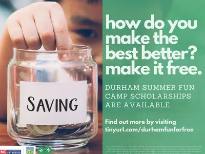 Child dropping coin into jar labeled "SAVING"; headline reads "how do you make the best better? make it free."