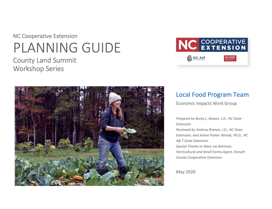 PLANNING GUIDE slide: woman harvesting greens in a field; Local Food Program Team
