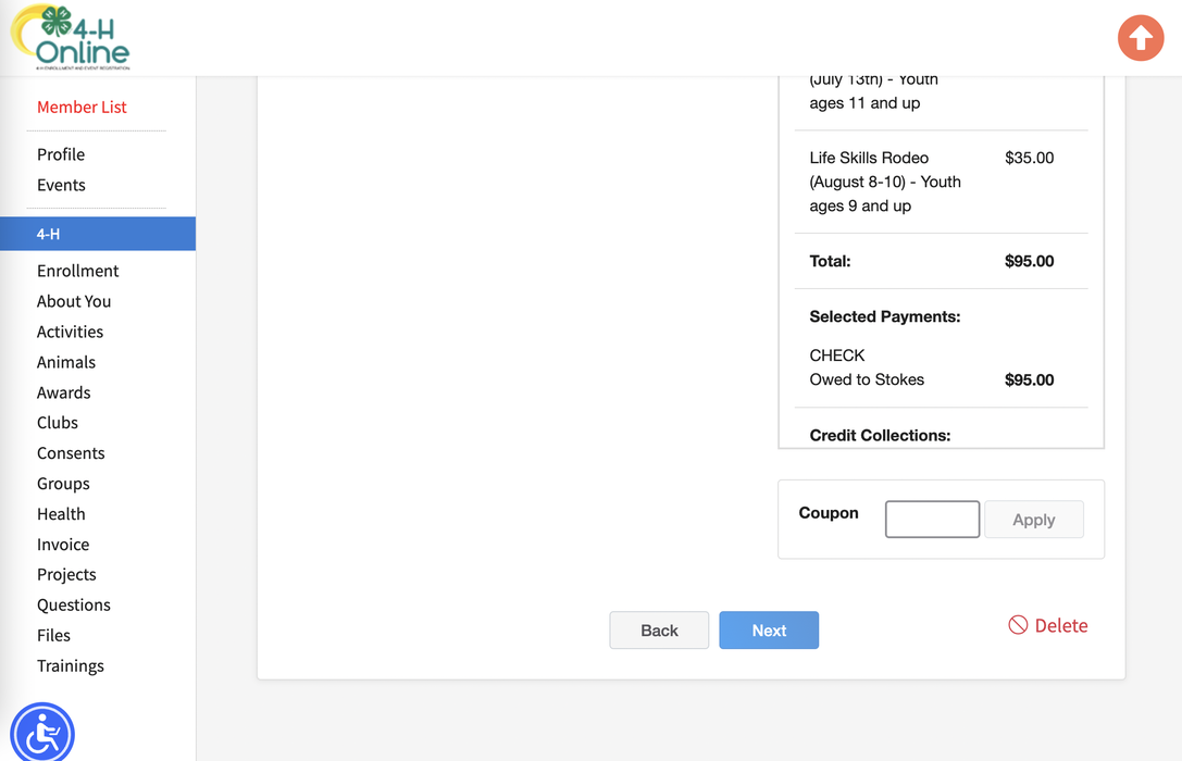 4-H Course Shopping Cart