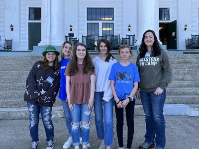 From left to right, Kaidence Buss, Moranna Deal, Addie Dillon, Jordan Mitchem, Emma Combs and 4-H Agent Sarah Kocher are pictured as the Caldwell County representatives at the district 4-H teen retreat near Black Mountain, NC on March 19.
