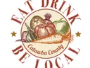 Logo showing pumpkins, an apple and corn; banner "Catawba County" and text "Eat Drink Be Local"