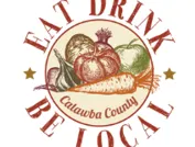 Logo showing pumpkins, an apple and corn; banner "Catawba County" and text "Eat Drink Be Local"