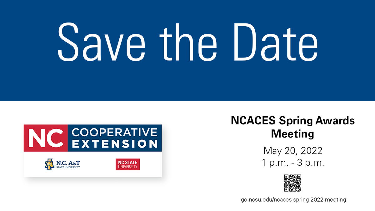 Save the Date: NCACES Spring Awards Meeting, May 20, 2022, 1 p.m.–3 p.m.