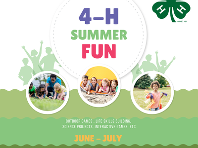 4-H SUMMER FUN poster; #TYCONC4H; June–July; tyrrell.ces.ncsu.edu