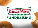 Krispy Kreme Doughnuts logo with "FUNDRAISING" and glazed doughnuts surrounding it