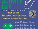 Montgomery County 4‑H County Activity Day; open to youth 5–18; May 19, May 23, May 25
