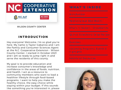 Wilson Bits & Bites newsletter cover, Family and Consumer Sciences, May 2022, portrait of woman