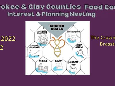 Cherokee & Clay Counties Food Council meeting, May 6, 2022 9-12, The Crown Restaurant Brasstown NC
