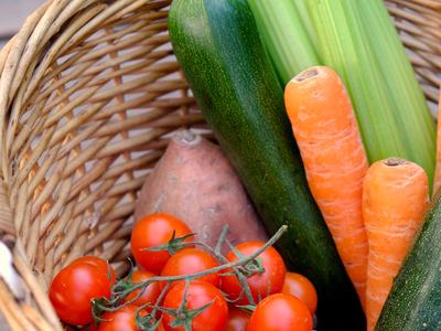 grocery basket of fresh produce