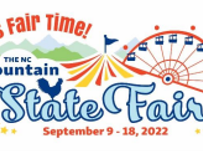 "It's Fair Time! The NC Mountain State Fair" logo with tent and ferris wheel; Sept 9–18, 2022