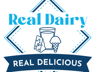 'Real Dairy' logo showing milk glass, cheese wedge, ice cream cone; banner reading 'REAL DELICIOUS'