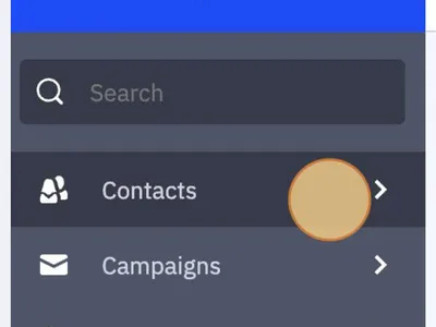 A yellow click marker over a contacts button in the ActiveCampaign email.